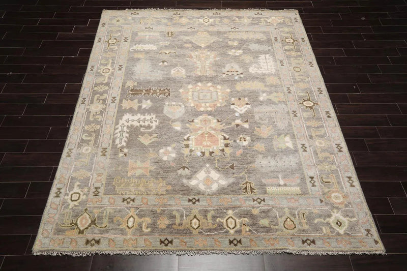 8' 2''x10' 3'' LoomBloom Muted Turkish Oushak Hand Knotted Wool Area Rug Gray, Ivory Color