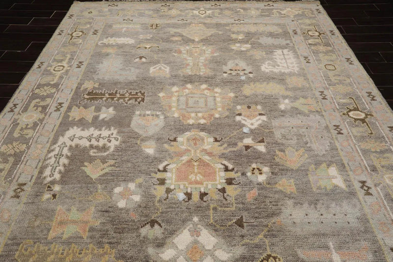 8' 2''x10' 3'' LoomBloom Muted Turkish Oushak Hand Knotted Wool Area Rug Gray, Ivory Color