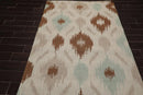5' x 8' Handmade Ikat Print 100% Wool Oriental Area Rug Contemporary Beige