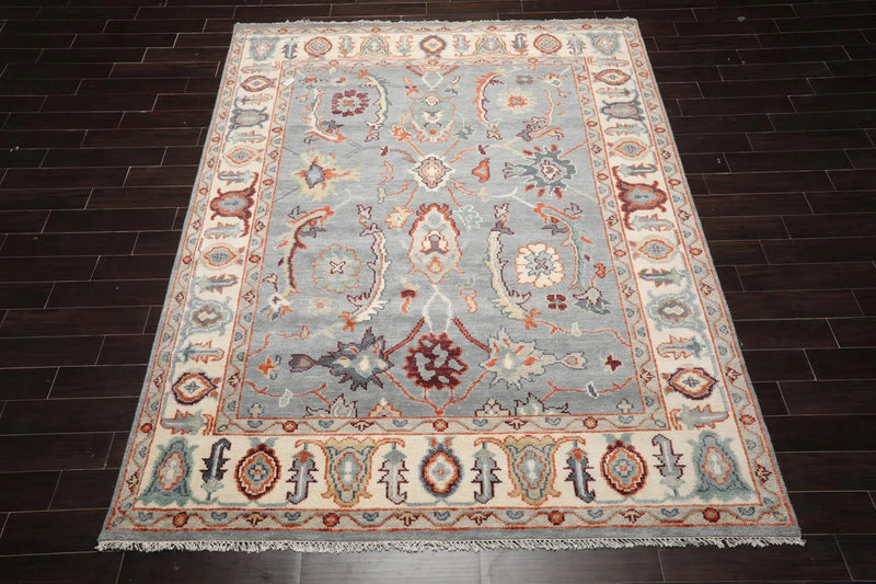 7' 11''x10' 3'' LoomBloom Muted Turkish Oushak Hand Knotted Wool Area Rug Slate, Ivory Color