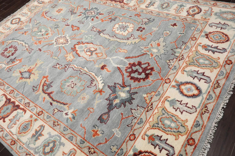 7' 11''x10' 3'' LoomBloom Muted Turkish Oushak Hand Knotted Wool Area Rug Slate, Ivory Color
