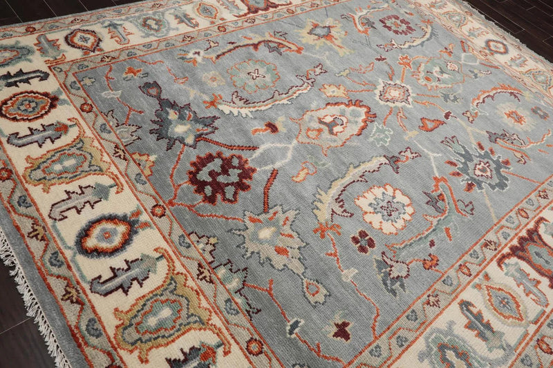 7' 11''x10' 3'' LoomBloom Muted Turkish Oushak Hand Knotted Wool Area Rug Slate, Ivory Color
