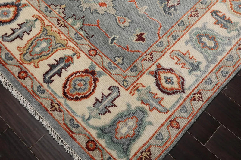 7' 11''x10' 3'' LoomBloom Muted Turkish Oushak Hand Knotted Wool Area Rug Slate, Ivory Color