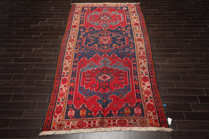 5'10'' x 12'2'' Antique Runner Hand Knotted Wool Kazak Oriental Area Rug Navy