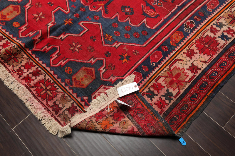 5'10'' x 12'2'' Antique Runner Hand Knotted Wool Kazak Oriental Area Rug Navy