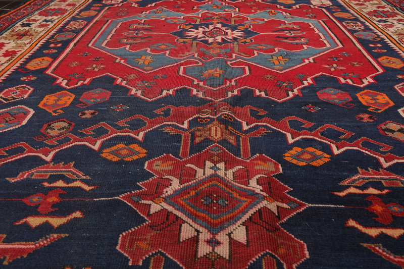 5'10'' x 12'2'' Antique Runner Hand Knotted Wool Kazak Oriental Area Rug Navy