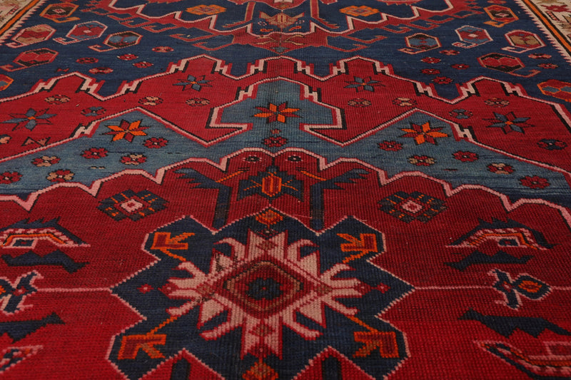 5'10'' x 12'2'' Antique Runner Hand Knotted Wool Kazak Oriental Area Rug Navy