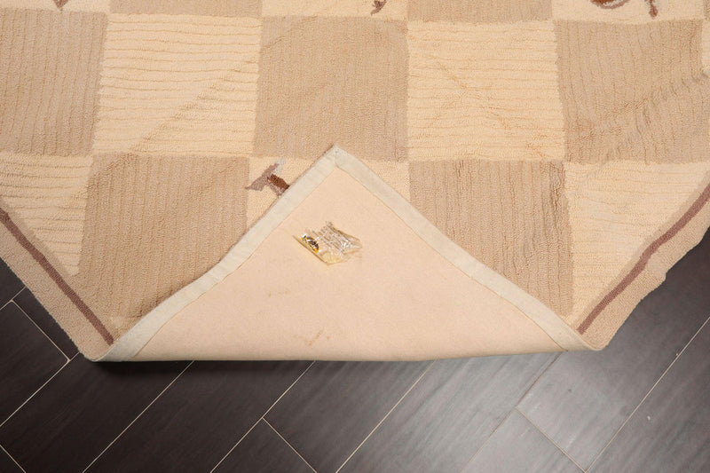 5'6" x 8' Hand Hooked 100% Wool Oriental Area Rug Modern Beige