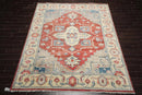 8' 1''x9' 11'' LoomBloom Muted Turkish Oushak Hand Knotted Wool Area Rug Rust, Beige Color