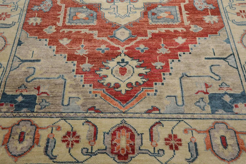 8' 1''x9' 11'' LoomBloom Muted Turkish Oushak Hand Knotted Wool Area Rug Rust, Beige Color