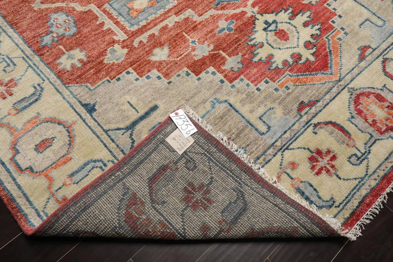 8' 1''x9' 11'' LoomBloom Muted Turkish Oushak Hand Knotted Wool Area Rug Rust, Beige Color