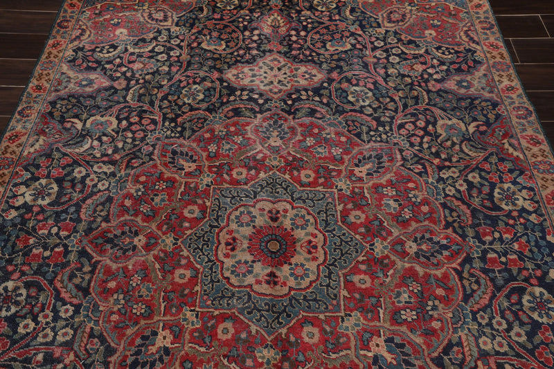 6x9 Rust, Navy Hand Knotted 100% Wool Tabriz Traditional Oriental Area Rug