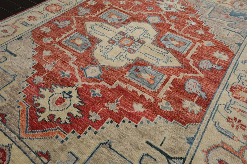 8' 1''x9' 11'' LoomBloom Muted Turkish Oushak Hand Knotted Wool Area Rug Rust, Beige Color