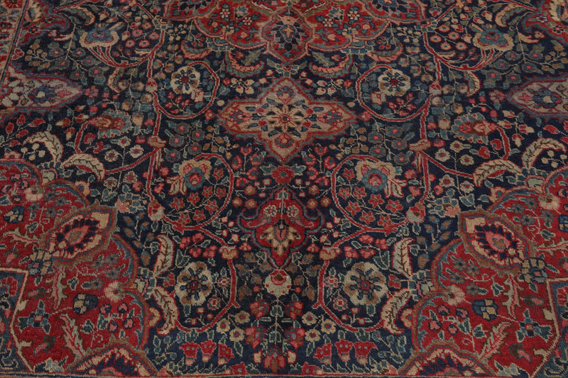 6x9 Rust, Navy Hand Knotted 100% Wool Tabriz Traditional Oriental Area Rug