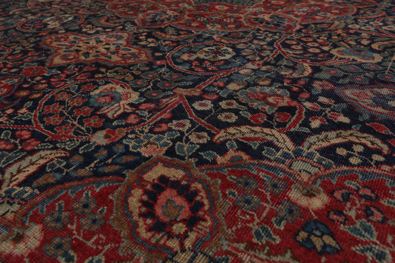 6x9 Rust, Navy Hand Knotted 100% Wool Tabriz Traditional Oriental Area Rug