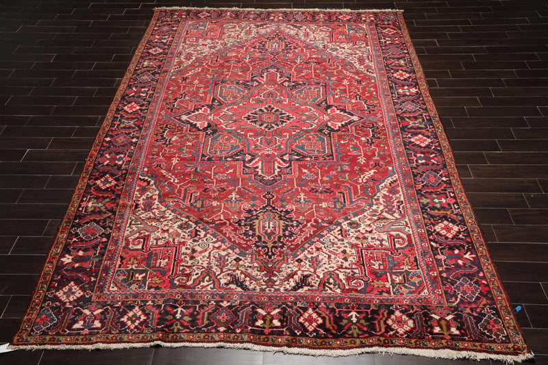 9'5'' x 13'3'' Hand Knotted 100% Wool Herizz Traditional Oriental Area Rug Rust