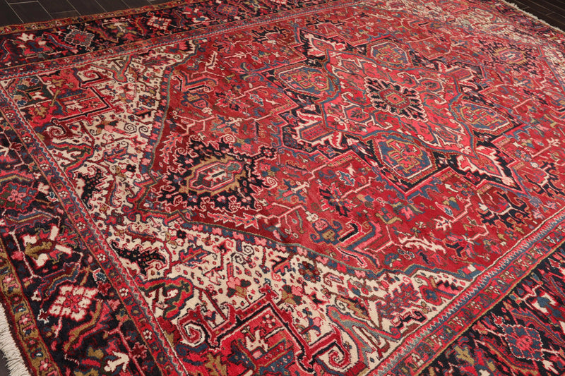 9'5'' x 13'3'' Hand Knotted 100% Wool Herizz Traditional Oriental Area Rug Rust