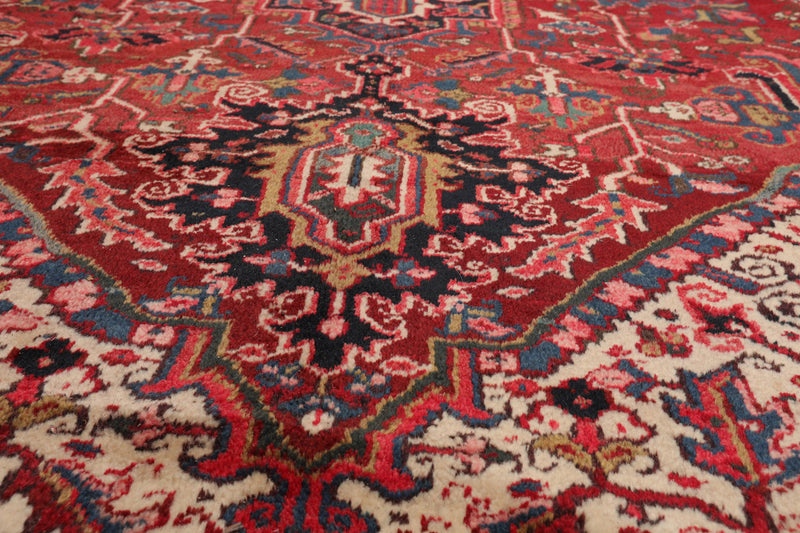9'5'' x 13'3'' Hand Knotted 100% Wool Herizz Traditional Oriental Area Rug Rust