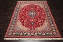 8'10" x 11'11" Hand Knotted Wool Romanian Tabrizz Traditional Area Rug Red