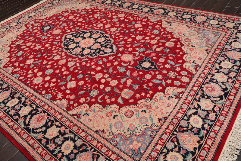 8'10" x 11'11" Hand Knotted Wool Romanian Tabrizz Traditional Area Rug Red