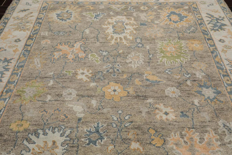 7' 3''x10' 3'' LoomBloom Muted Turkish Oushak Hand Knotted Wool Area Rug  Gray, Beige Color