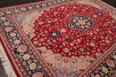 8'10" x 11'11" Hand Knotted Wool Romanian Tabrizz Traditional Area Rug Red