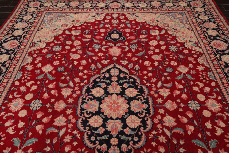 8'10" x 11'11" Hand Knotted Wool Romanian Tabrizz Traditional Area Rug Red