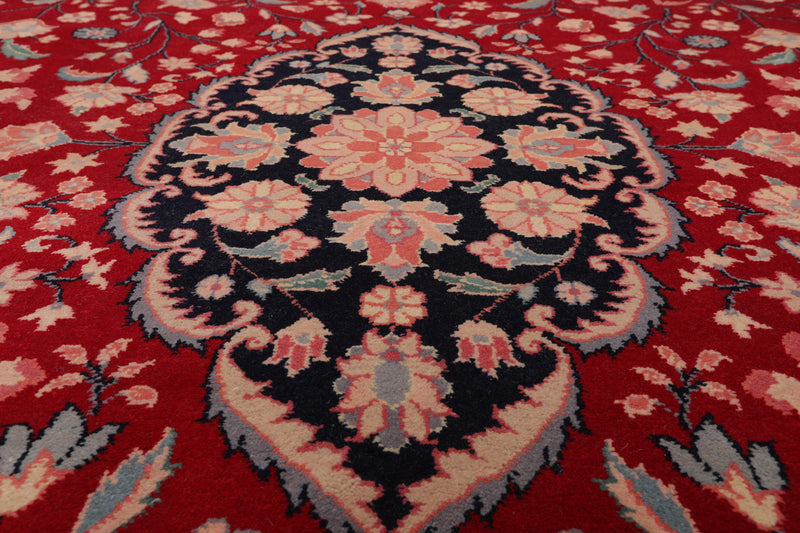 8'10" x 11'11" Hand Knotted Wool Romanian Tabrizz Traditional Area Rug Red