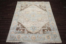 7' 7''x9' 10'' LoomBloom Muted Turkish Oushak Hand Knotted Wool Area Rug Taupe,Beige Color