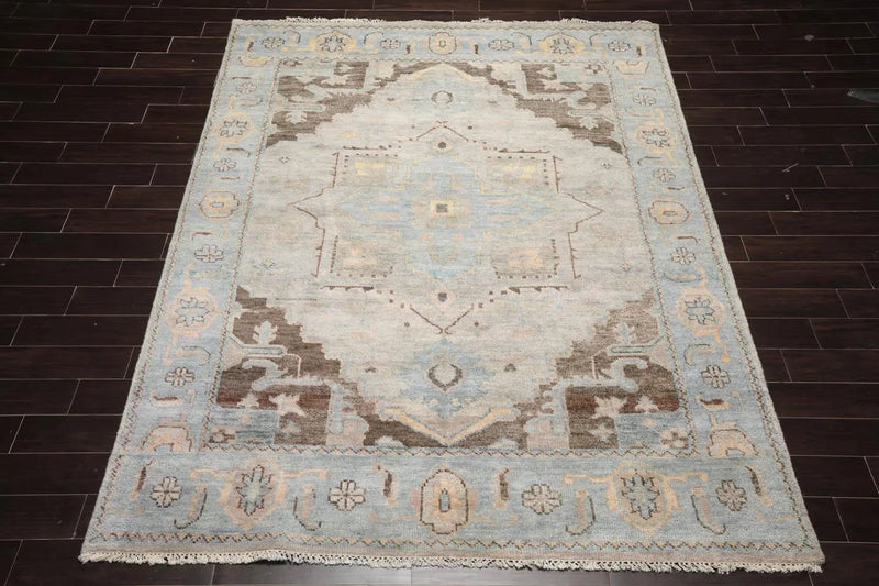 7' 7''x9' 10'' LoomBloom Muted Turkish Oushak Hand Knotted Wool Area Rug Taupe,Beige Color