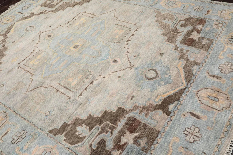 7' 7''x9' 10'' LoomBloom Muted Turkish Oushak Hand Knotted Wool Area Rug Taupe,Beige Color