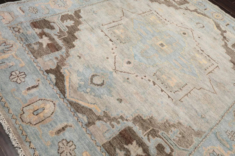 7' 7''x9' 10'' LoomBloom Muted Turkish Oushak Hand Knotted Wool Area Rug Taupe,Beige Color