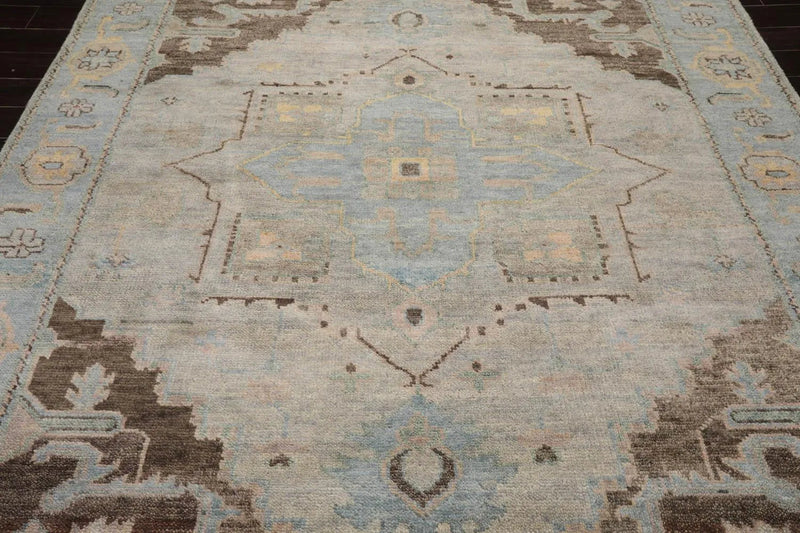 7' 7''x9' 10'' LoomBloom Muted Turkish Oushak Hand Knotted Wool Area Rug Taupe,Beige Color