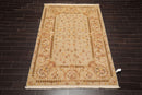 5'9" x 8'9" Hand Knotted 300KPSI Wool & silk Aubusson Savonnerie Area Rug Beige