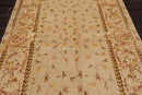 5'9" x 8'9" Hand Knotted 300KPSI Wool & silk Aubusson Savonnerie Area Rug Beige
