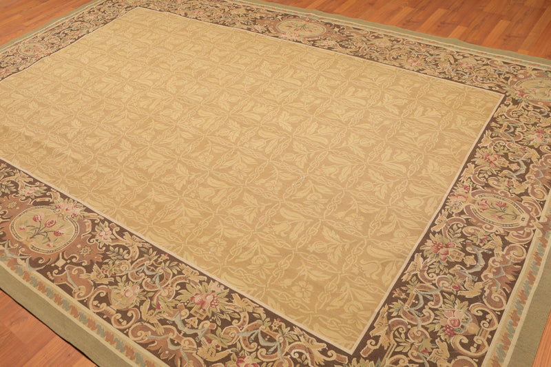 8’1"x11’6" Hand Woven 100% wool French Aubusson Needlepoint Area Rug Gold