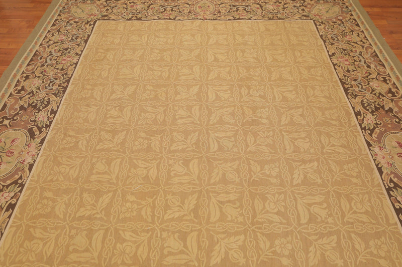 8’1"x11’6" Hand Woven 100% wool French Aubusson Needlepoint Area Rug Gold