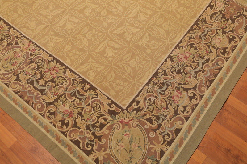 8’1"x11’6" Hand Woven 100% wool French Aubusson Needlepoint Area Rug Gold