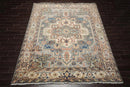 7' 11''x10' 1'' LoomBloom Muted Turkish Oushak Hand Knotted Wool Area Rug Gray, Blue Color