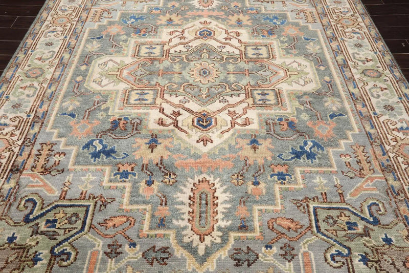 7' 11''x10' 1'' LoomBloom Muted Turkish Oushak Hand Knotted Wool Area Rug Gray, Blue Color