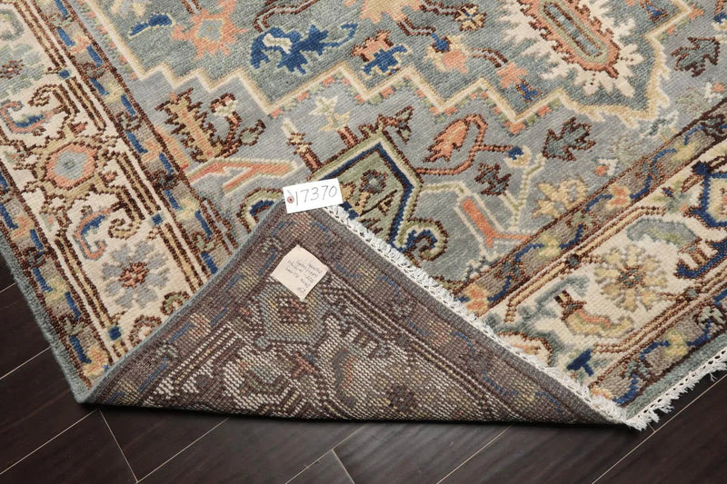 7' 11''x10' 1'' LoomBloom Muted Turkish Oushak Hand Knotted Wool Area Rug Gray, Blue Color