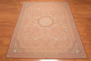 9’1"x 11’10" Hand Woven 100% Wool French Needlepoint Area Rug Pale Brown