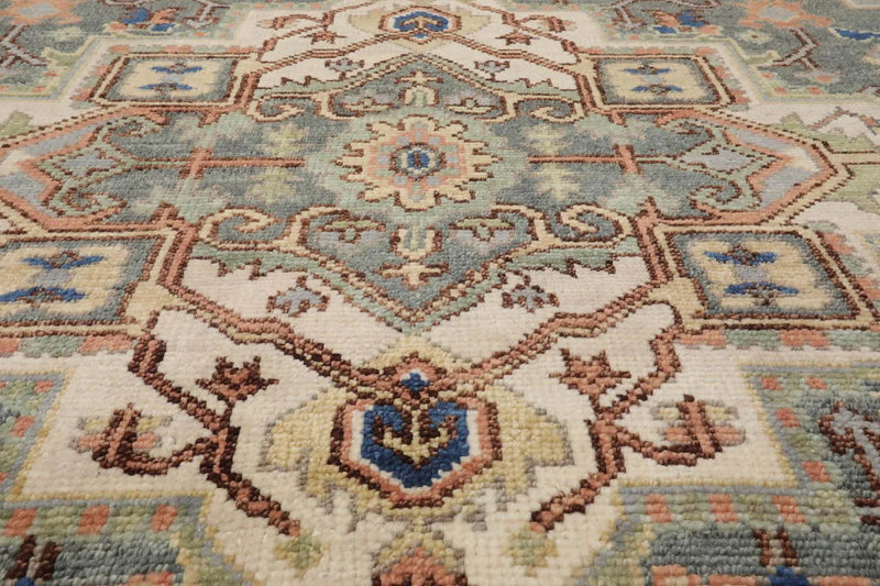 7' 11''x10' 1'' LoomBloom Muted Turkish Oushak Hand Knotted Wool Area Rug Gray, Blue Color