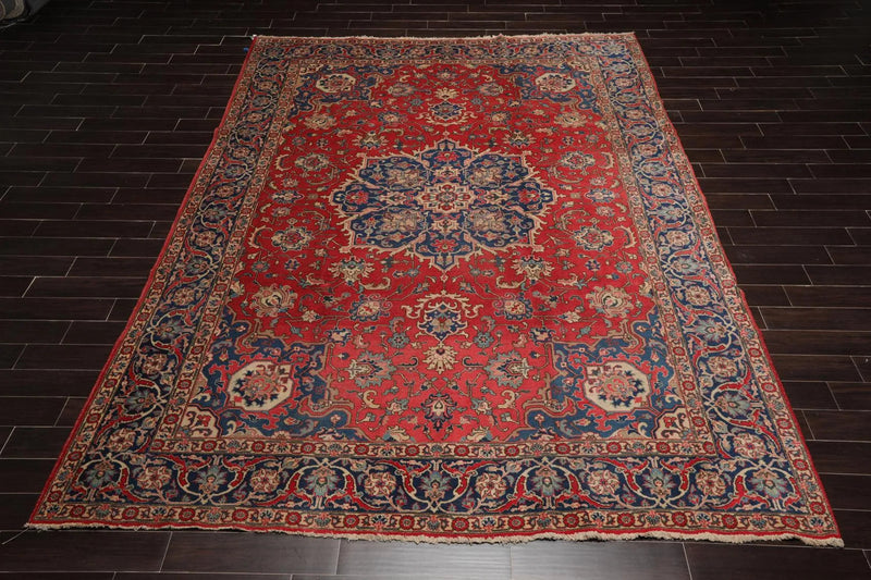 9'5'' x 13' Hand Knotted 100% Wool Tabrizz Traditional Oriental Area Rug Coral