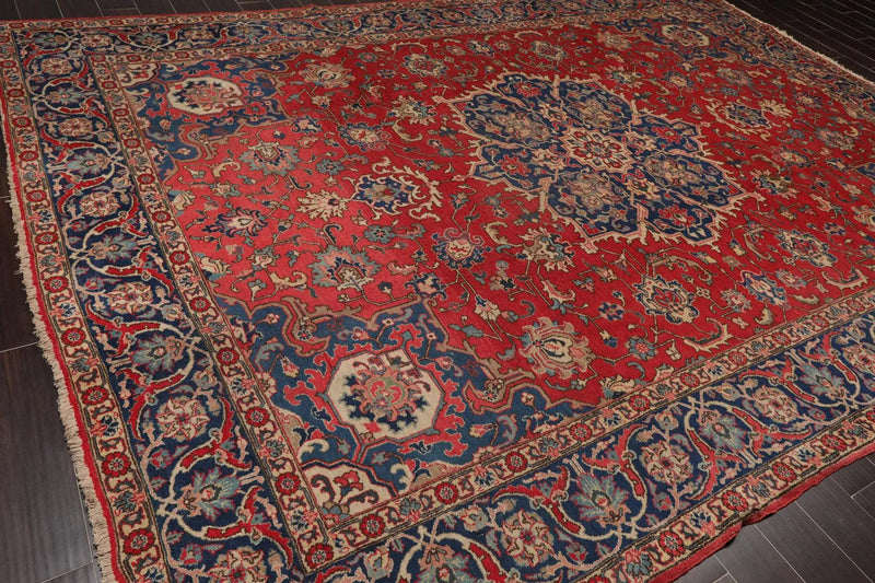9'5'' x 13' Hand Knotted 100% Wool Tabrizz Traditional Oriental Area Rug Coral