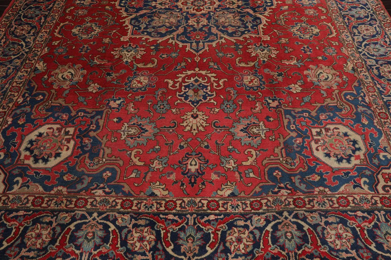9'5'' x 13' Hand Knotted 100% Wool Tabrizz Traditional Oriental Area Rug Coral