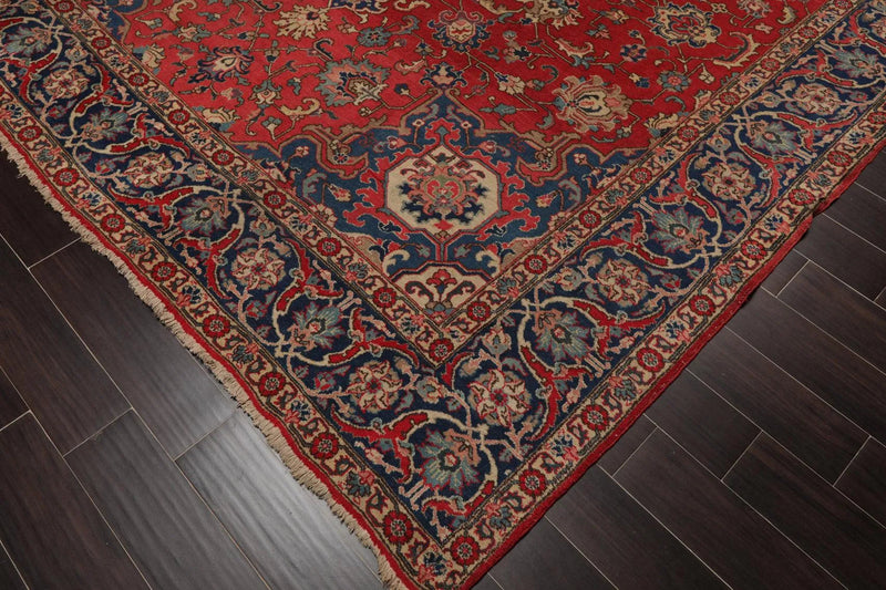 9'5'' x 13' Hand Knotted 100% Wool Tabrizz Traditional Oriental Area Rug Coral