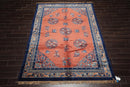 6'7" x 9'7" Hand Knotted 100% Wool Chinese Art Deco Oriental Area Rug Terracotta