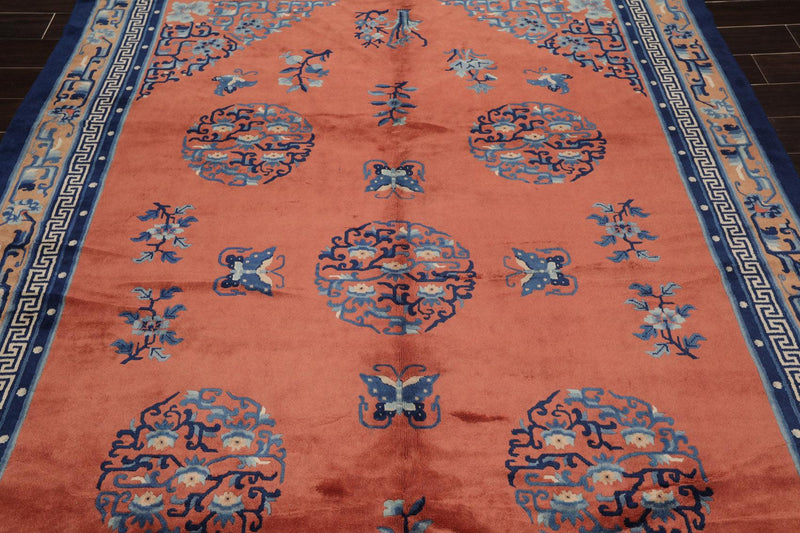 6'7" x 9'7" Hand Knotted 100% Wool Chinese Art Deco Oriental Area Rug Terracotta