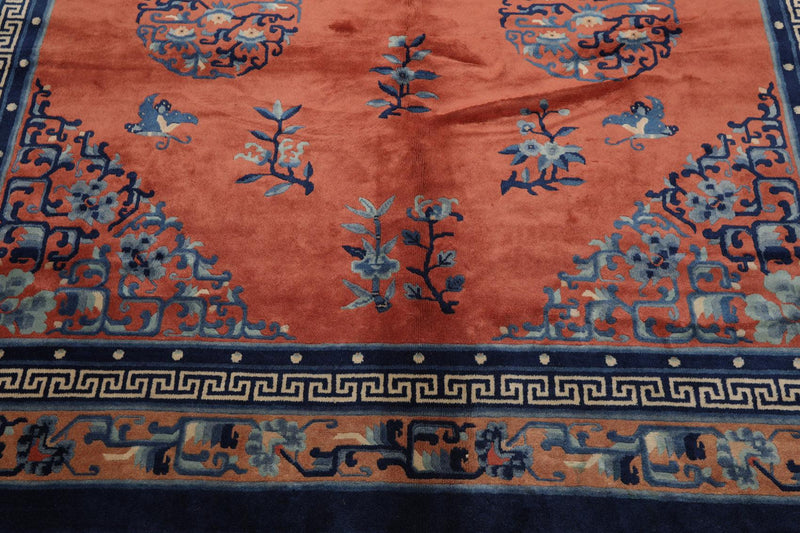 6'7" x 9'7" Hand Knotted 100% Wool Chinese Art Deco Oriental Area Rug Terracotta